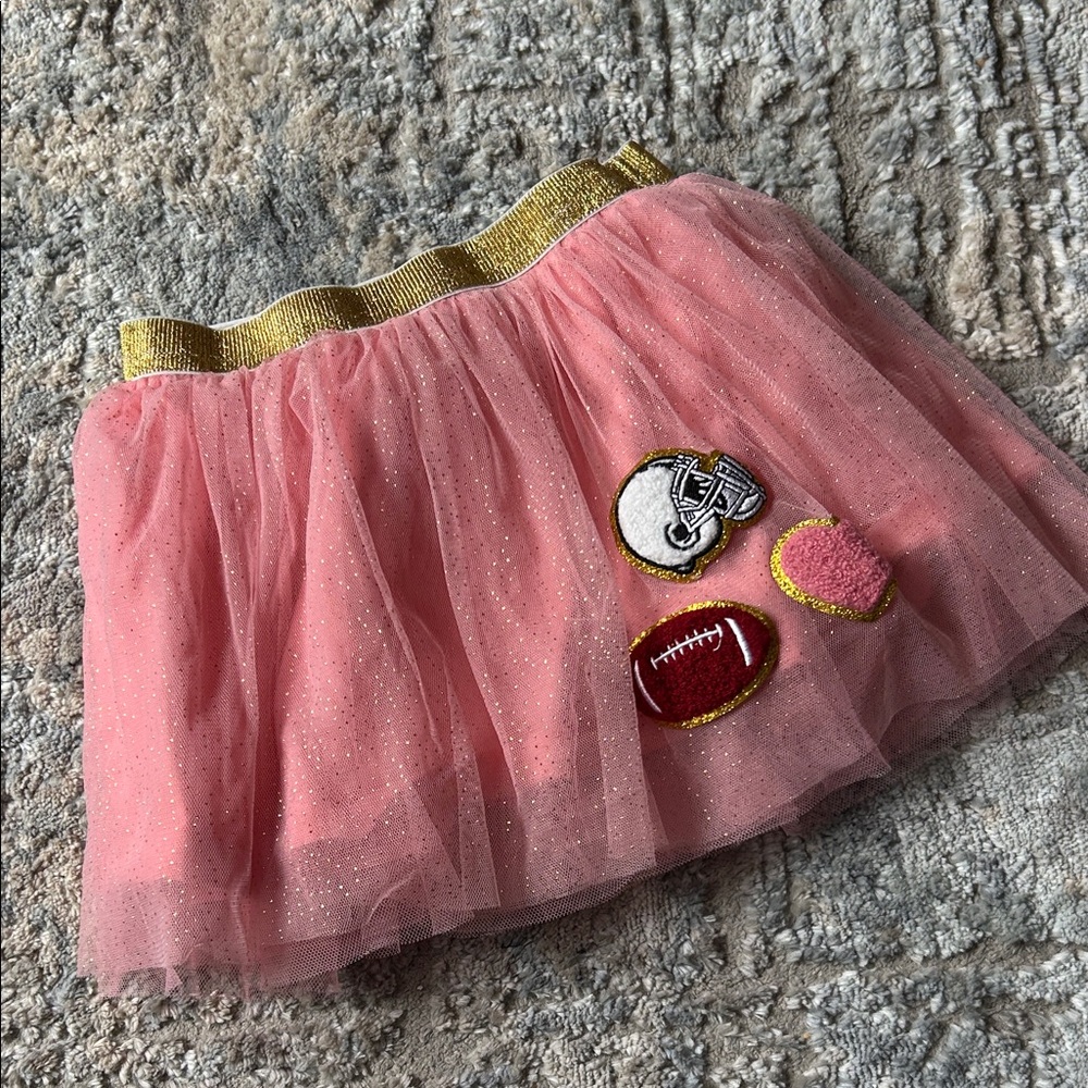 Pink Tulle Skirt with Gold Accents